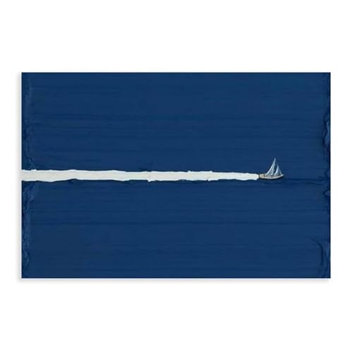 Großes blaues Segelboot-Poster auf Leinwand, Wandkunstdruck, Bild, Gemälde, 50 x 75 cm Großes blaues Segelboot-Poster auf Leinwand, Wandkunstdruck, Bild, Gemälde, 50 x 75 cm von WJWART