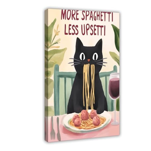Kunstdruck auf Leinwand, Motiv "More Spaghetti Less Upsetti", 60 x 90 cm von WJWART