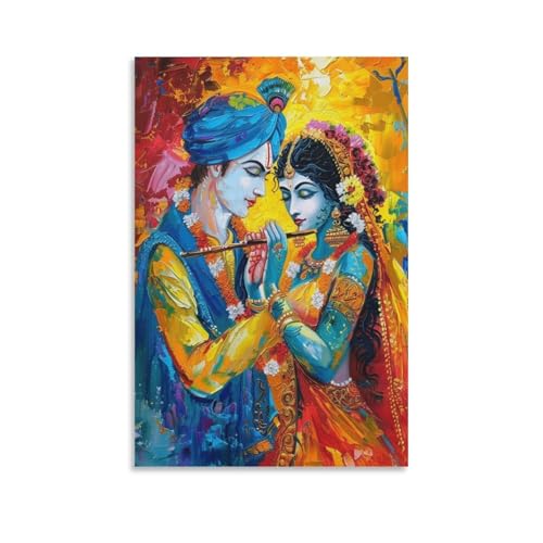 Radha Krishna Leinwand-Poster, Wandkunst, Dekordruck, Bild Gemälde für Wohnzimmer, Schlafzimmer, Dekoration, 30 x 45 cm Radha Krishna Leinwand-Poster, Wandkunst, Dekordruck, Bild Gemälde für Wohnzimmer, Schlafzimmer, Dekoration, 30 x 45 cm von WJWART