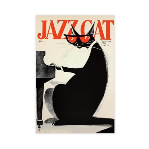 WJWART Jazz-Katzen-Druck, Jazz-Club-Poster, Leinwand-Poster, Schlafzimmer-Dekor, Landschaftsdekoration, Geschenk, 20 x 30 cm WJWART Jazz-Katzen-Druck, Jazz-Club-Poster, Leinwand-Poster, Schlafzimmer-Dekor, Landschaftsdekoration, Geschenk, 20 x 30 cm von WJWART