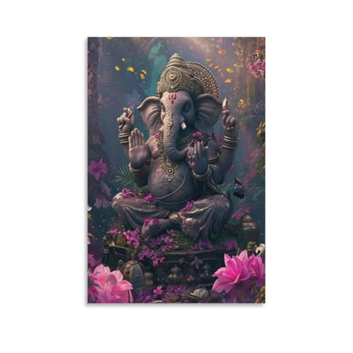 WJWART Poster auf Leinwand, Motiv: Göttlicher Lord Ganesha, Schlafzimmer, Dekoration, Landschaft, Büro, Raumdekoration, Geschenk, 30 x 45 cm WJWART Poster auf Leinwand, Motiv: Göttlicher Lord Ganesha, Schlafzimmer, Dekoration, Landschaft, Büro, Raumdekoration, Geschenk, 30 x 45 cm von WJWART