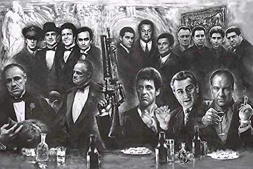 WJWGP Gangster Mafia Schwarz Weiß Leinwand Bild Klassische Tv-Film Seide Stoff Mode Poster Und Kunstdruckt Einfache GemäLde Wandbilder Home Deko 50x70cm No Frame von WJWGP