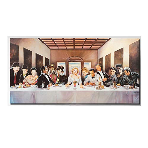 WJWGP Hollywood Legends Abendmahl Poster Marilyn Monroe Vogue Leinwand Bild Vintage Print Poster FüR MäDchen Zimmer Wand Bilder Bild Dekor 50x100cm Ohne Rahmen von WJWGP