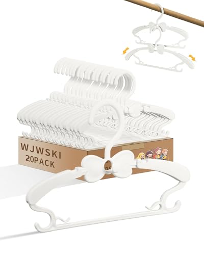WJWSKI Kleiderbügel Kinder，29-37CM Mitwachsende Kinderkleiderbügel 20 Stück Stapelbare Baby kleiderbügel mit Hosenständer Platzsparend kinderbügel rutschfeste Kunststoff Baby bügel (Weiß) von WJWSKI