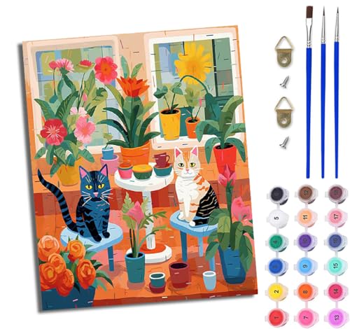 Malen Nach Zahlen Erwachsene Malen Nach Zahlen mit Pinseln und Acrylfarben Blumentopf Kätzchen einfaches DIY-Ölgemälde-Set auf Leinwand mit3- Pinseln und Acrylpigment lustiges Mit Rahmen Malen Nach Zahlen Erwachsene Malen Nach Zahlen mit Pinseln und Acrylfarben Blumentopf Kätzchen einfaches DIY-Ölgemälde-Set auf Leinwand mit3- Pinseln und Acrylpigment lustiges Mit Rahmen von WJWWANG