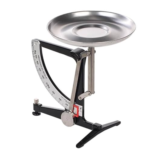 WJWWO Mechanische Küchenskala, 1 kg Metallbilanz, mit Edelstahlpendel und Aluminiumpalette, Keine Batterie erforderlich, geeignet für Elektronik, wissenschaftliche Forschung, Lebensmittel Black von WJWWO