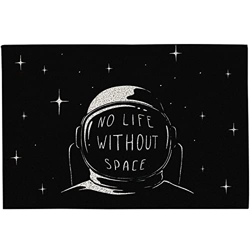 WJXBoos Cartoon Fußmatte,Große Willkommensmatte,Universum Thema Mond Pilot Astronaut Creative Innen Außen Fußmatten,rutschfeste Eingangsmatte für Eingang Schlafzimmer (Schwarz-14,90x140cm) von WJXBoos