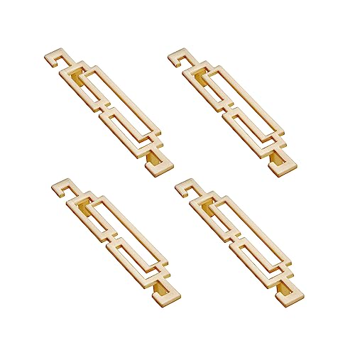 WJXFHTD Schubladengriffe, Kunstdekor, chinesischer hohler Goldgriff, goldfarbene Schrankgriffe, Zinklegierung, Schrankgriffe, goldene Schrankbeschläge (Lochabstand: 96 mm), 4 Stück von WJXFHTD