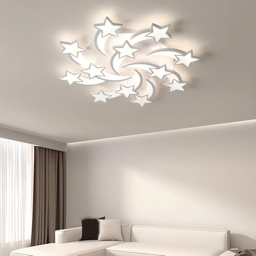 Modern Design LED Deckenlampe,Dimmbar WeißE Meteor-Deckenleuchte,Mit Fernbedienung App Farbwechsel Steuerung,Acryl Deckenbeleuchtung Im Stern-Design FüR Wohnzimmer Schlafzimmer Kinderzimmer (12 Köpfe) von WJYCYN
