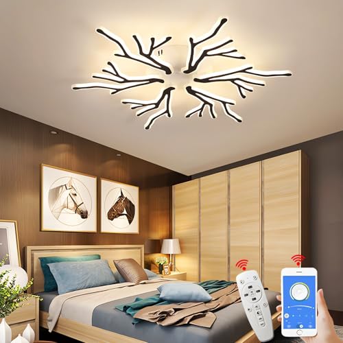 Moderne LED eckenlamp In Weiß, Deckenleuchte In Astform,Acryl Schirm Deckenbeleuchtung,Dimmbare Innenleuchten,Mit Fernbedienung Und App Steuerung Funktion,FüR Das Wohnzimmer,Schlafzimmer (6 Köpfe) von WJYCYN