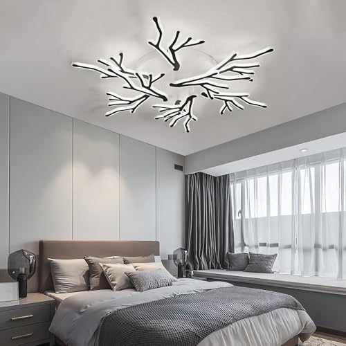 Moderne LED eckenlamp In Weiß, Deckenleuchte In Astform,Acryl Schirm Deckenbeleuchtung,Dimmbare Innenleuchten,Mit Fernbedienung Und App Steuerung Funktion,FüR Das Wohnzimmer,Schlafzimmer (9 Köpfe) von WJYCYN