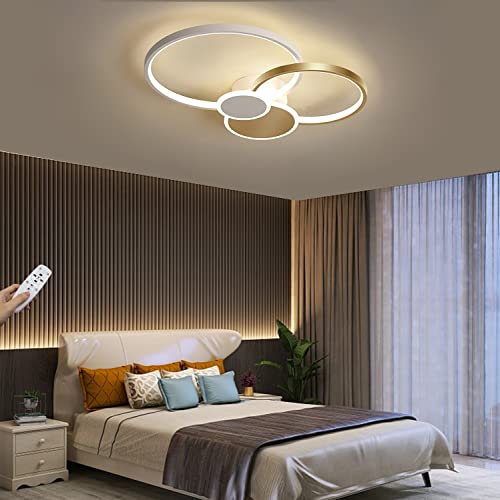 WJYCYN LED Deckenlampe Dimmbar Ring Deckenleuchte mit Fernbedienung Modern Wohnzimmerlampe Innen Kronleuchter für Wohnzimmer, Schlafzimmer, Küche, Flur, Balkon, Esszimmer Gold, 58cm von WJYCYN