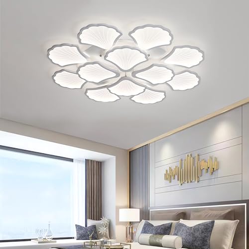 WJYCYN LED Deckenleuchte Blume Design,Dimmbare WeißE Deckenlamp,Modern Einfach Deckenbeleuchtung, Acryl-BlüTenblattlampe Mit Fernbedienung,3000K-6000K FüR Wohn Schlafzimmer Restaurant (12 Köpfe) von WJYCYN