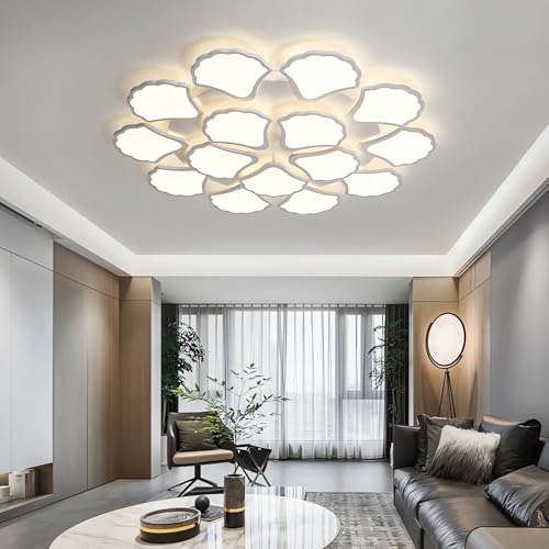 WJYCYN LED Deckenleuchte Blume Design,Dimmbare WeißE Deckenlamp,Modern Einfach Deckenbeleuchtung, Acryl-BlüTenblattlampe Mit Fernbedienung,3000K-6000K FüR Wohn Schlafzimmer Restaurant (15 Köpfe) von WJYCYN