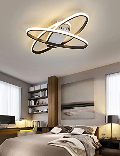 WJYCYN LED-Deckenleuchte Schwarz 3 ring Dimmbar Wohnzimmerlampe mit Fernbedienung Modern Ovales Design 76W Innen Schlafzimmerlampe Deckenbeleuchtung für Wohnzimmer Küche esszimmer Büro Groß von WJYCYN