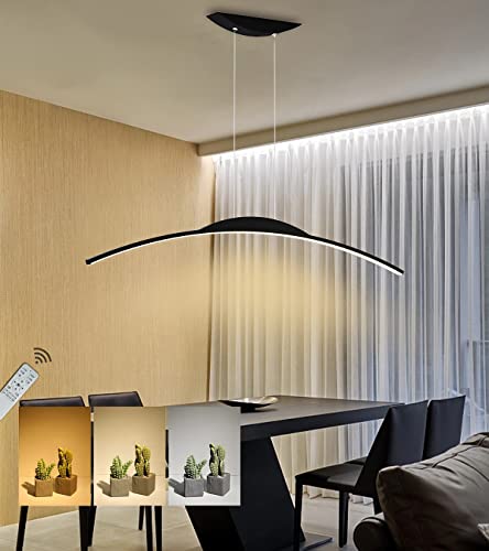 WJYCYN Modern LED Esszimmer Pendelleuchten Schwarz Bogen Dimmbar Hängeleuchten&Pendellampe Büro Decke lampe Höhenverstellbar für Wohnzimmer Schlafzimmer Esstisch Hängelampe L150cm/70W WJYCYN Modern LED Esszimmer Pendelleuchten Schwarz Bogen Dimmbar Hängeleuchten&Pendellampe Büro Decke lampe Höhenverstellbar für Wohnzimmer Schlafzimmer Esstisch Hängelampe L150cm/70W von WJYCYN