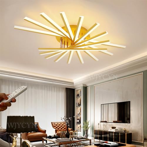 WJYCYN Ring Deckenleuchte Gold LED Wohnzimmer Licht 18 Flamme Große Schlafzimmer Lichter Kronleuchter L120cm 125W Deckenlampe Dimmbare Feuerwerk Design 360°-Beleuchtung Augenpflege Büroleuchte WJYCYN Ring Deckenleuchte Gold LED Wohnzimmer Licht 18 Flamme Große Schlafzimmer Lichter Kronleuchter L120cm 125W Deckenlampe Dimmbare Feuerwerk Design 360°-Beleuchtung Augenpflege Büroleuchte von WJYCYN