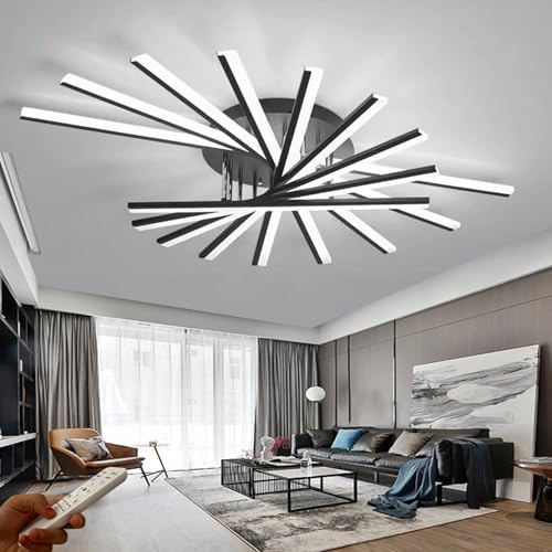 WJYCYN Ring Deckenleuchte Schwarz LED Wohnzimmer Licht 18 Flamme Große Schlafzimmer Lichter Kronleuchter L120cm 125W Deckenlampe Dimmbare Feuerwerk Design 360°-Beleuchtung Augenpflege Büroleuchte WJYCYN Ring Deckenleuchte Schwarz LED Wohnzimmer Licht 18 Flamme Große Schlafzimmer Lichter Kronleuchter L120cm 125W Deckenlampe Dimmbare Feuerwerk Design 360°-Beleuchtung Augenpflege Büroleuchte von WJYCYN