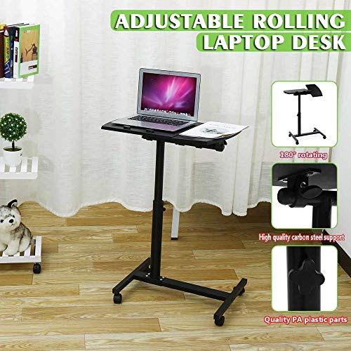 WJYLM Einstellbare Höhe Laptop Ständer Laptop Tischständer, Rollwagen Desk Laptop Tisch Schreibtisch Bett und Sofa Tablett Rollen Tragbare Notebook Schreibtisch mit Rollen von WJYLM