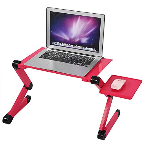 WJYLM Multifunktions-Computer-Ständer, einstellbare bewegliche Aluminium Laptop Tischständer für Bett, Sofa, Laptop-Tisch Folding Notebook Schreibtisch mit Mauspad,rot von WJYLM