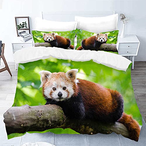 WJYMJJ Bettwäsche Bettbezug roter Panda Bettwäsche Set Hypoallergen Weich Mikrofaser Bettbezug Set Band 2 Kissenbezug 135 x 200 cm von WJYMJJ