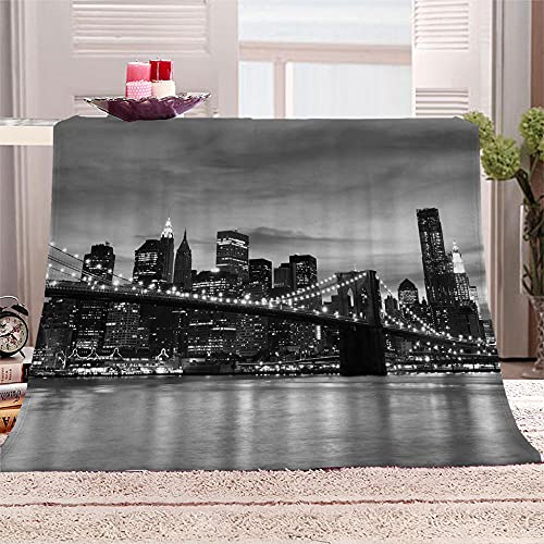 WJYMJJ Flanelldecke Kuscheldecke Graues New York City 3D Drucken Wohndecke Weiche Warm Decke Microfaser Flanell Sofadecke Tagesdecke 130x150 cm von WJYMJJ