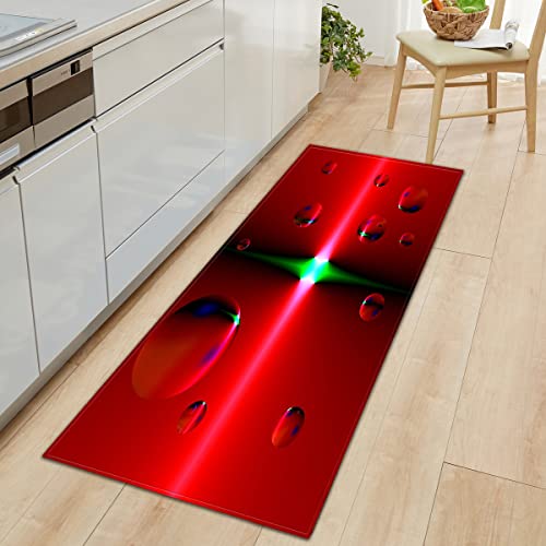 WJYMJJ Küchenteppich rote Wassertropfen 60 x 180 cm rutschfeste Küchenläufer, Waschbarer Küchen Teppich, Küchenmatte, Mikrofaser küche Läufer von WJYMJJ
