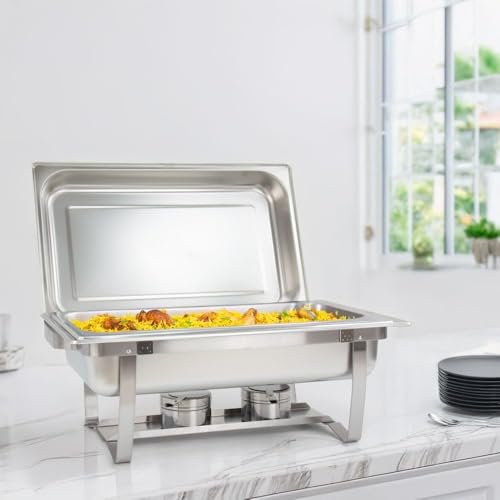 Chafing Dish Buffet Set, Edelstahl Speisenwärmer Buffet Server 9L, Mahlzeit Chafing Dish Profi Set | Speisenwärmer | Wärmebehälter | Rechaud, für Speisen Buffetwärmer Event Catering-Zubehör Buffet von WJYTDHIQS