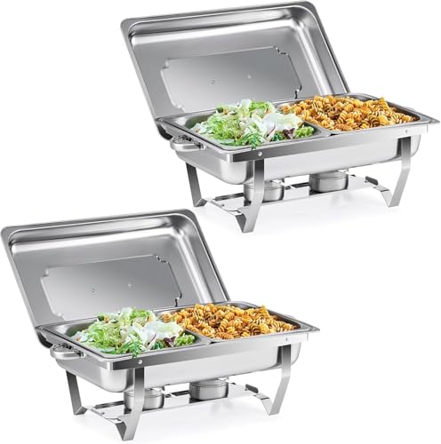 Chafing Dish Buffet Set 4 Pack 9L Edelstahl Chafing Dish Professionelle Bankett Edelstahl Faltbare Chafing Dish für Catering Buffet Party mit großem Fassungsvermögen und Deckel von WJYTDHIQS