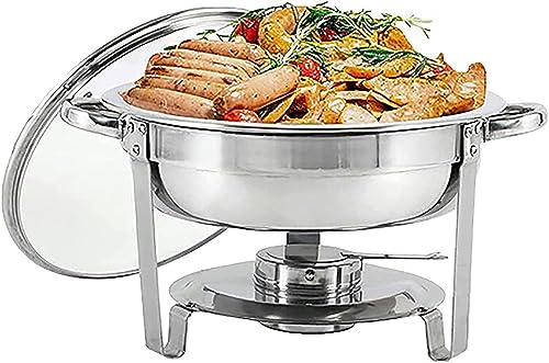 WJYTDHIQS 3.5/5 L runder Catering-Wärmespender, Chafing Dish Buffet Speisenwärmer, Suppenwärmer Speisen Warmhaltebehälter, für Catering, Buffet und Party(3 * 1/3 Grid) von WJYTDHIQS