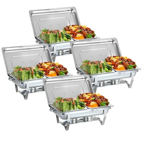 WJYTDHIQS Chafing Dish Buffet Set, Edelstahl Speisenwärmer Buffet Server 9L, Speisewärmer Chafing-Dish, ​Mahlzeit Chafing Dish Profi Set, für Catering Buffet und Party [Robust und hochwertig] von WJYTDHIQS