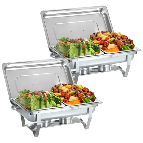 WJYTDHIQS Chafing Dish Buffet Set, Edelstahl Speisenwärmer Buffet Server 9L, Speisewärmer Chafing-Dish, ​Mahlzeit Chafing Dish Profi Set, für Catering Buffet und Party [Robust und hochwertig] von WJYTDHIQS