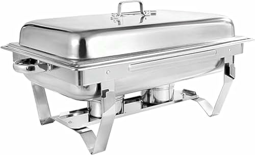 WJYTDHIQS Edelstahl Speisenwärmer Buffet Server 9L, Chafing Dish Buffet Set, Speisewärmer Chafing-Dish, Mahlzeit Chafing Dish Profi Set, Warmhaltebehälter Speisenwärmer von WJYTDHIQS