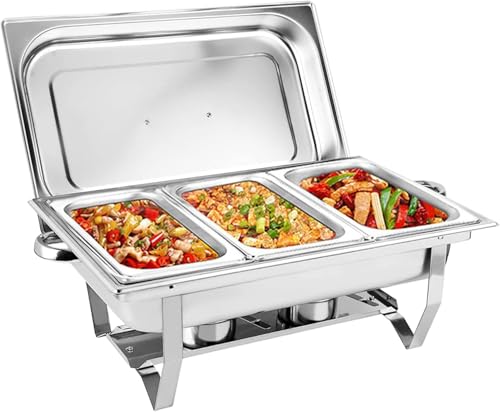 WJYTDHIQS Edelstahl Speisenwärmer Buffet Server 9L, Mahlzeit Chafing Dish Profi Set, Chafing Dish Buffet Set, Speisewärmer Chafing-Dish, für Speisen Buffetwärmer Event Catering-Zubehör Buffet von WJYTDHIQS