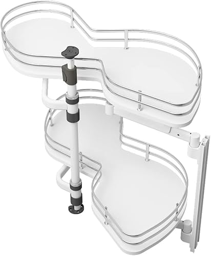 WJYTDHIQS Kitchen Cabinet Blind Corner Expanding Shelf Organizer, Sanftes Schließen mit Handöffnung, 2-stufiges drehbares Tablett, Ausziehbarer Rollo-Eckschrank, Pull Basket for 800-900mm Cabinet von WJYTDHIQS