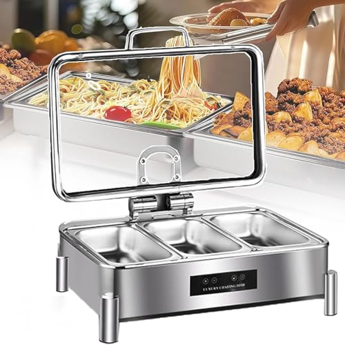 Warmhalte-Topf aus Edelstahl, 9 l, großes Fassungsvermögen, Buffet-Set | Edelstahl-Topf verdickte Kombinationsstruktur | leicht zu reinigen, mit Wasserpfanne, Touch-Temperaturregelung Warmhalte-Topf aus Edelstahl, 9 l, großes Fassungsvermögen, Buffet-Set | Edelstahl-Topf verdickte Kombinationsstruktur | leicht zu reinigen, mit Wasserpfanne, Touch-Temperaturregelung von WJYTDHIQS