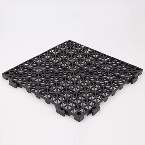 1,5 Cm Dicke, Ineinandergreifende Anti-Rutsch-Matte, 30 X 30 Cm Für Küche Und Badezimmer, Perforierte, Wasserdichte Anti-Rutsch-Bodenmatte Aus PVC(Black,6pcs) von WJYWX