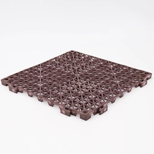 1,5 Cm Dicke, Ineinandergreifende Anti-Rutsch-Matte, 30 X 30 Cm Für Küche Und Badezimmer, Perforierte, Wasserdichte Anti-Rutsch-Bodenmatte Aus PVC(Brown,6pcs) von WJYWX