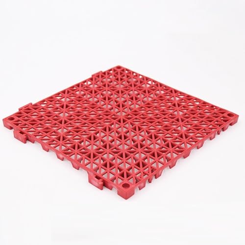 1,5 Cm Dicke, Ineinandergreifende Anti-Rutsch-Matte, 30 X 30 Cm Für Küche Und Badezimmer, Perforierte, Wasserdichte Anti-Rutsch-Bodenmatte Aus PVC(Red,4pcs) von WJYWX