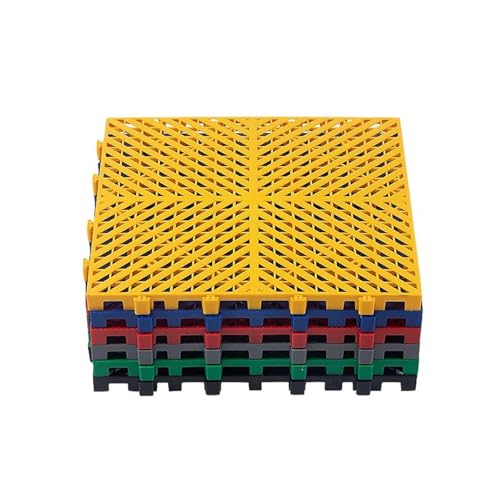 Belüfteter Modularer Ineinandergreifender Kunststoff-Garagenboden, Fliesen PVC-Garagenboden Für Autowäsche/Autoshow/Werkstatt(Red,6pcs) von WJYWX