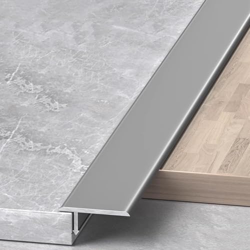 Übergangsprofil T-Profil Ausgleichsprofil Aluminium Eloxiert Übergangsschiene 3 Stück 90cm Flach Ausgleichsprofil Abschlussleiste Für Fliesen Laminat/Parkett(Gentleman's Gray,12mmx0.9m) von WJYWX