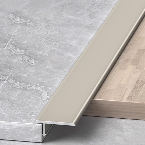 Übergangsprofil T-Profil Ausgleichsprofil Aluminium Eloxiert Übergangsschiene 3 Stück 90cm Flach Ausgleichsprofil Abschlussleiste Für Fliesen Laminat/Parkett(Matte Champagne,16mmx0.9m) von WJYWX
