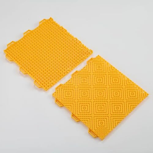 Verbundene Anti-Rutsch-Matte, 25 X 25 Cm, Dicke 14 Mm, Anti-Rutsch-Bodenmatte Für Badezimmer, Wasserdichte Perforierte Toilettenmatte Aus Kunststoff(Orange yellow,16pcs) von WJYWX