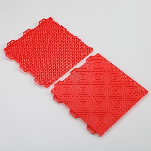 Verbundene Anti-Rutsch-Matte, 25 X 25 Cm, Dicke 14 Mm, Anti-Rutsch-Bodenmatte Für Badezimmer, Wasserdichte Perforierte Toilettenmatte Aus Kunststoff(Red,16pcs) von WJYWX