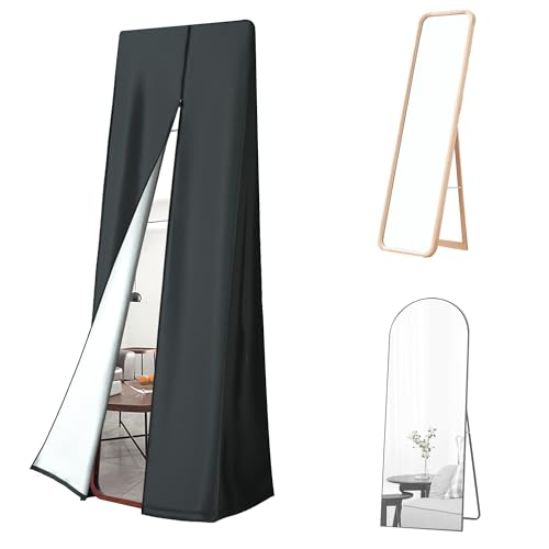 Ganzkörperspiegelabdeckung für Spiegel in voller Länge bis zu 162,6 x 61 cm, wasserdicht und staubdicht, unterstützender Ganzkörperspiegel, schwarz von WJYZHM