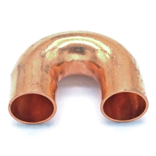 9,5 x 0,5 x 18 mm, 180 Grad gebogen, Kupfer, Schweißrohrverschraubung für Gas, Wasser, Öl von WJZJSVWTAU