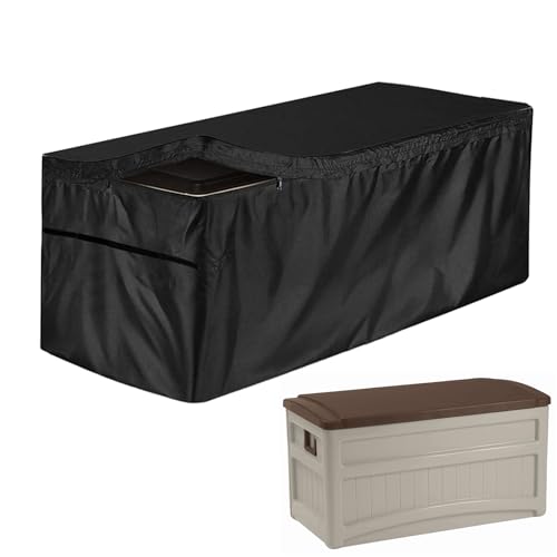 WJnflQN 123x62x55cm Abdeckung Für Aufbewahrungsboxen Gartenbox Deckbox Abdeckung Schutzhülle Kissenbox Wasserdichte Terrassenmöbelabdeckungen Mit Reißverschluss Wind Und Schneebeständig von WJnflQN