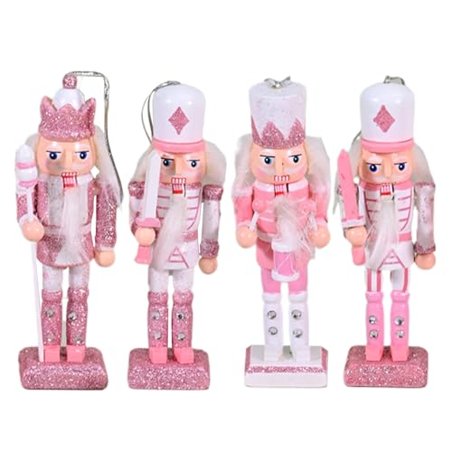 WJnflQN Nussknacker Figuren,Festliche rosa Weihnachtsdekoration für e 4 Stücke - Holz Figuren Festliche Sammelobjekte Deko,Für Thanksgiving Halloween Party Wohnzimmer Küche WJnflQN Nussknacker Figuren,Festliche rosa Weihnachtsdekoration für e 4 Stücke - Holz Figuren Festliche Sammelobjekte Deko,Für Thanksgiving Halloween Party Wohnzimmer Küche von WJnflQN