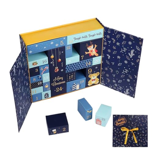 WJnflQN Weihnachts Countdown Kalender Boxen,24 Tage Weihnachtskalender Adventsboxen | Wiederverwendbares Festtagszubehör Für Schokolade Party Hochzeit Fenster Kamin Tisch Schreibtisch Familie von WJnflQN