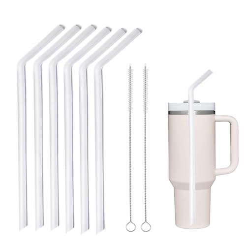 WK ieason Ersatz Silikon Strohhalme Wiederverwendbare Bendy Trinkhalme Kompatibel mit Stanley 20-40oz Bechern und anderen Marken mit 2 Strohhalmbürste, ungiftige Strohhalme für Kleinkinder von WK IEASON